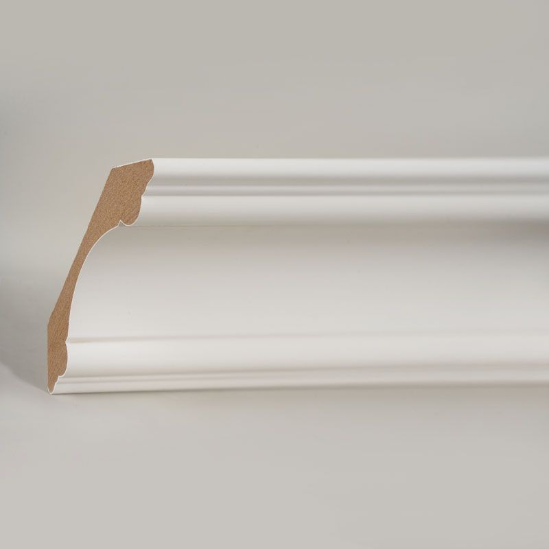 Moldura de Corona MDF (Preparada con Relleno y Blanco Perla) 3/4