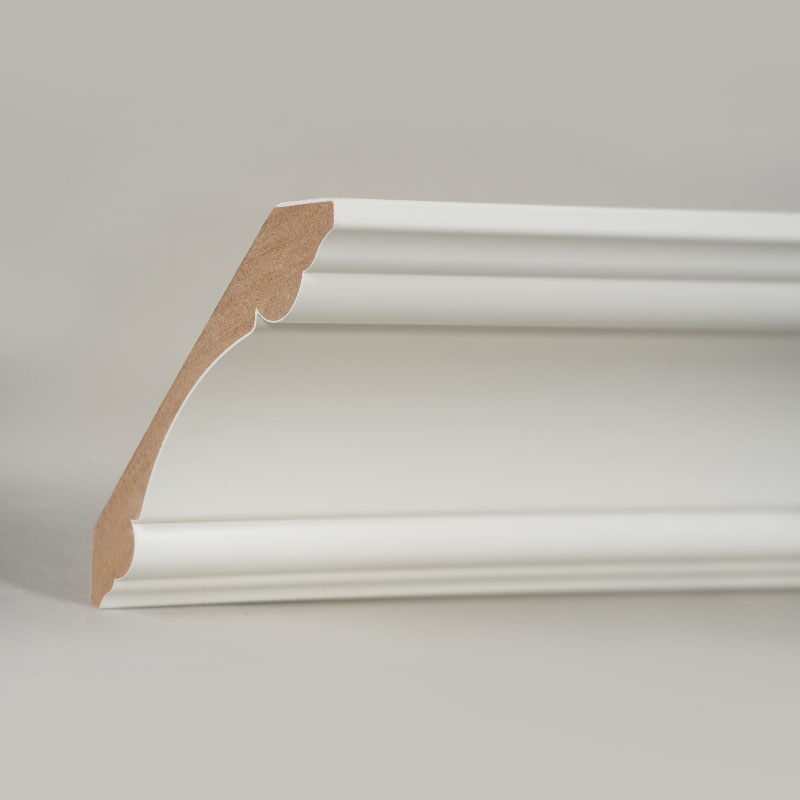 Moldura de Corona MDF (Preparada con Relleno y Blanco Perla) 3/4