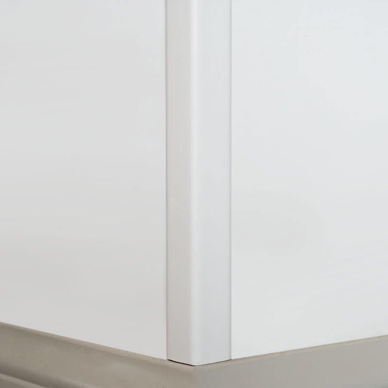 Tira de transición de madera maciza de ángulo recto (90°) (pintura + relleno) - blanco 1 1/9 