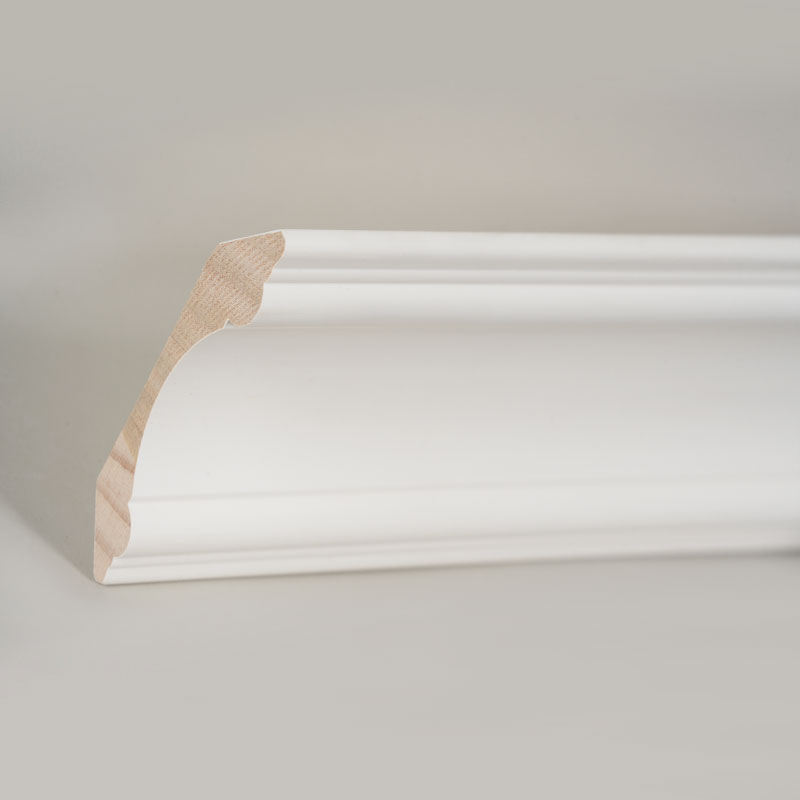 Moldura de Corona de Madera de Pino (Relleno-Primado y Blanco Perla) 3/4