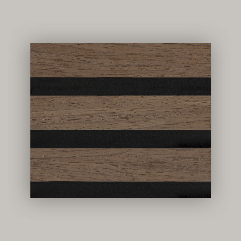 Panel de pared de rejilla/panel acústico de pared (recubierto en un solo lado con chapa de madera de ingeniería) - Color grano de madera 2400/2700mm x 600mm