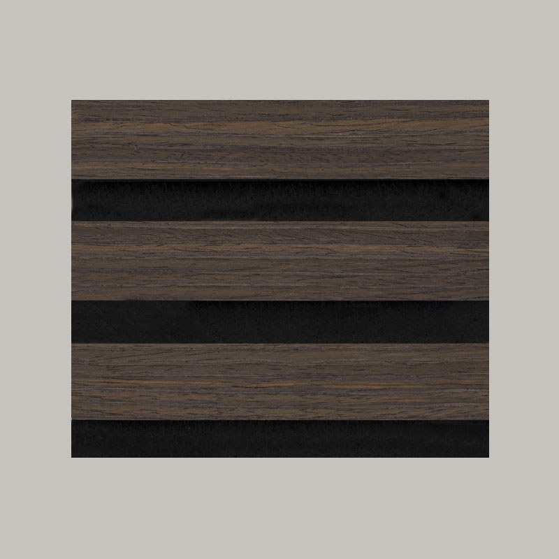 Panel de pared de rejilla/panel acústico de pared (recubierto en 3 lados con chapa de madera de ingeniería) - Color grano de madera 2400/2700mm x 600mm