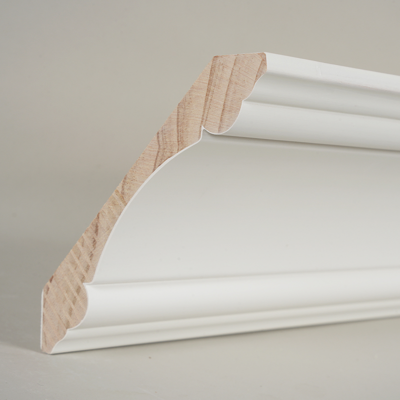 Moldura de Corona de Madera de Pino (Relleno-Primado y Blanco Perla) 3/4