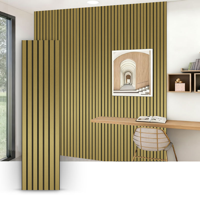 Panel de pared de rejilla/panel acústico de pared (recubierto en un solo lado con PVC) - Color metálico cepillado 2400/2700mm x 600mm