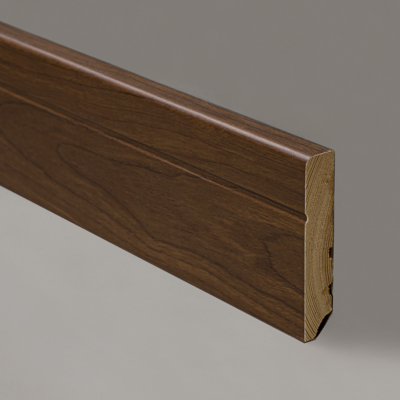 Rodapié de madera maciza (recubierto con chapa de nogal negro + pintura) - Color nogal negro 3/5