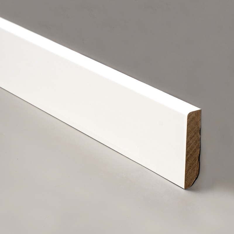 Rodapié de Madera Sólida (Imprimado y Pintado con Relleno) - Blanco 1/2