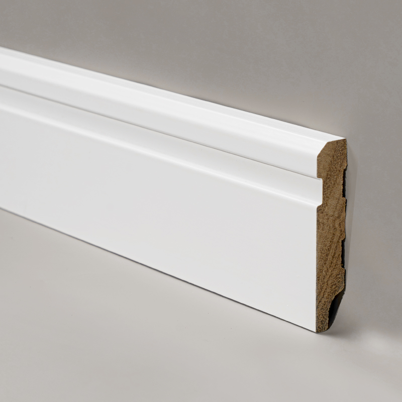 Rodapié de Madera Sólida (Imprimado y Pintado con Relleno) - Blanco 3/5