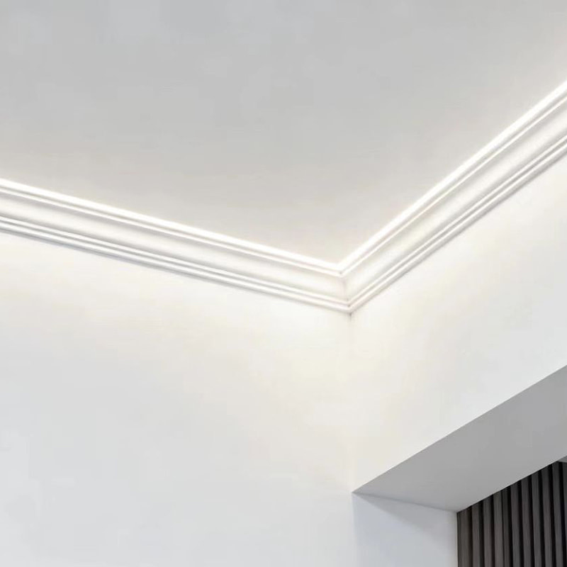 Moldura de Corona MDF (Preparada con Relleno y Blanco Perla) 3/5