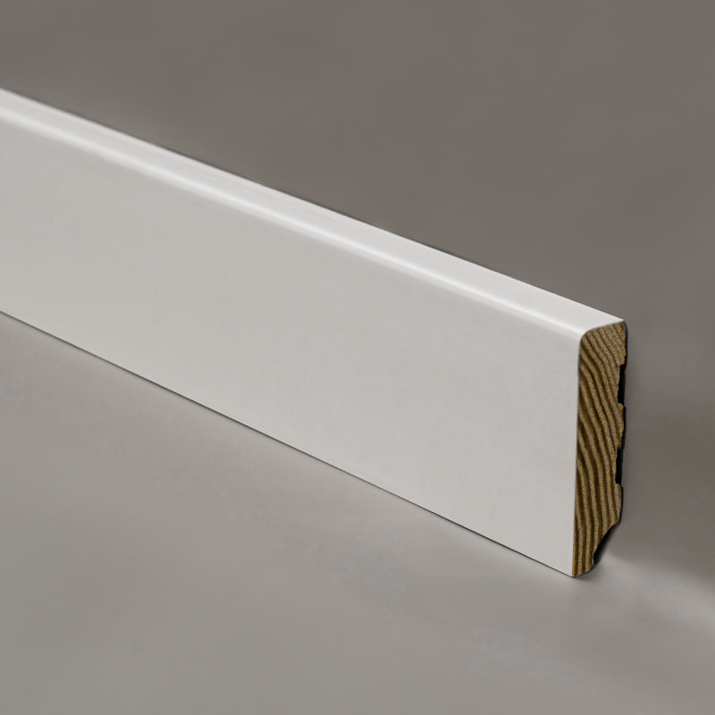 Rodapié de Madera de Pino (Imprimado y Pintado con Relleno) - Blanco 1/2
