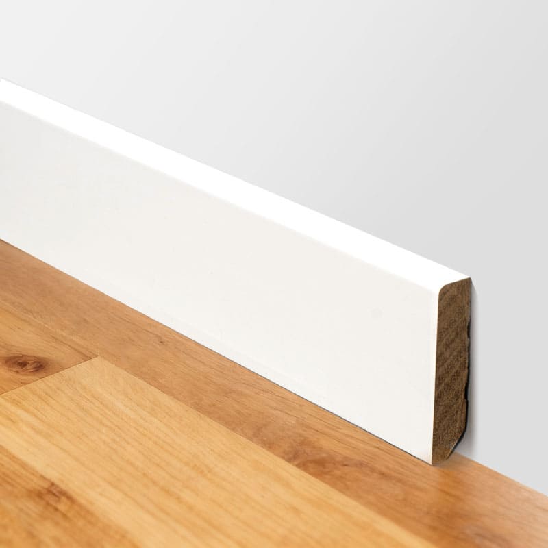 Rodapié de Madera Sólida (Imprimado y Pintado con Relleno) - Blanco 1/2