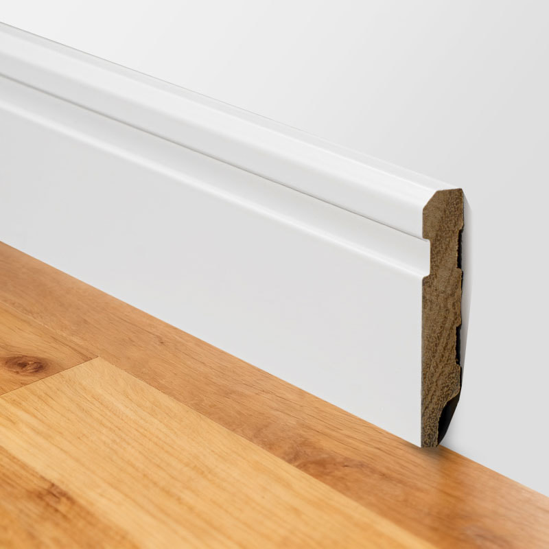 Rodapié de Madera Sólida (Imprimado y Pintado con Relleno) - Blanco 3/5