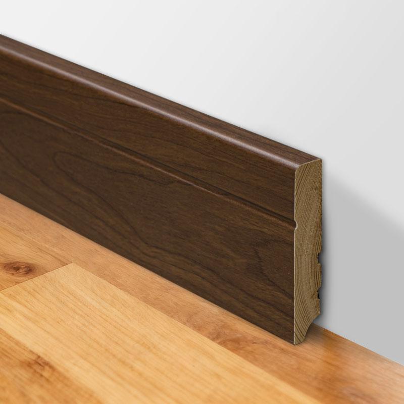 Rodapié de madera maciza (recubierto con chapa de nogal negro + pintura) - Color nogal negro 3/5